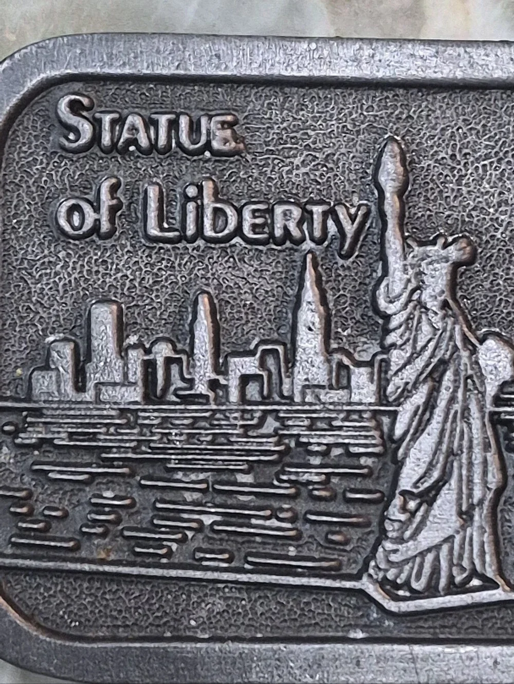 Vintage New York City Statue Of Liberty Silver Belt Buckle